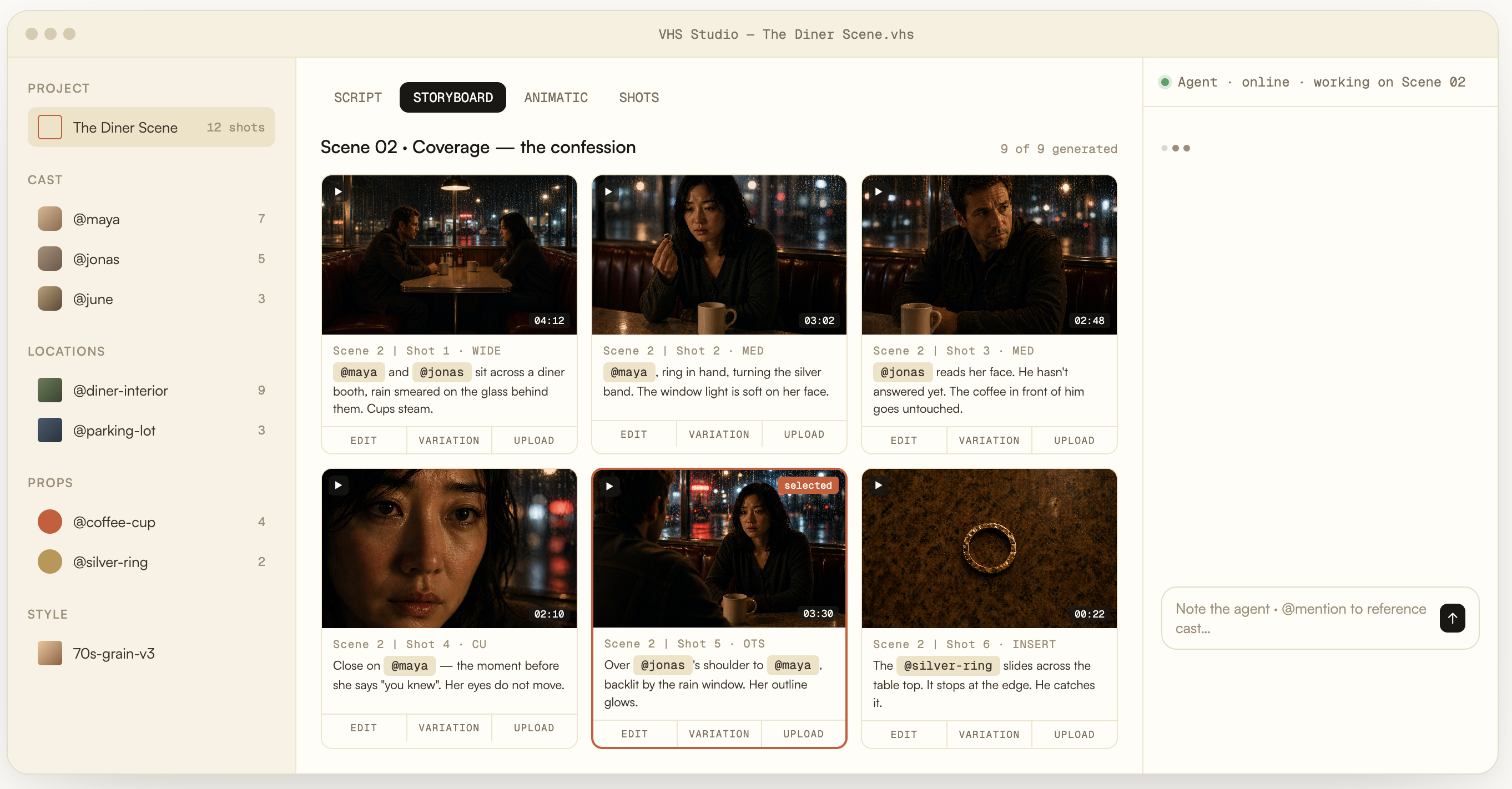 VHS Studio — script-to-shot AI filmmaking agent